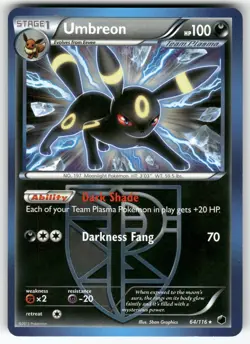 Pokemon Umbreon 64/116 Plasma Freeze Team Plasma Rare NON-HOLO Pokemon TCG LP+ - Image 1