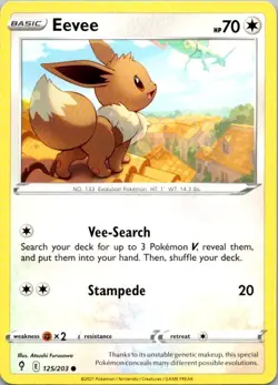 Eevee 125/203 Common Evolving Skies Pokemon Near Mint - Image 1