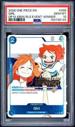2026 ONE PIECE OP14 #096 AZURE SEA'S SEVEN GIRL RELEASE EVENT WINNER PSA 10 - Image 1