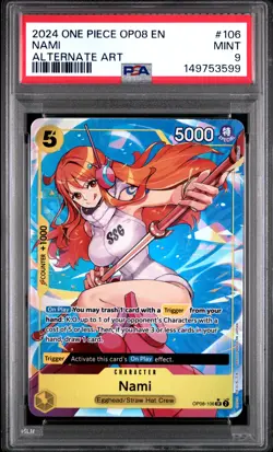 2024 ONE PIECE OP08-TWO LEGENDS ALTERNATE ART #106 NAMI PSA 9 - Image 1