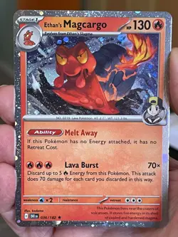 POKEMON ETHAN'S MAGCARGO 036/182 RARE COSMOS HOLOFOIL DESTINED RIVALS NM CARD - Image 1