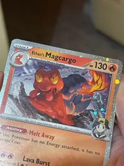 POKEMON ETHAN'S MAGCARGO RARE COSMOS HOLOFOIL WITH SWIRL DESTINED RIVALS NM CARD - Image 5