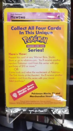 1x Sealed MEWTWO # 3 Black Star Promo WB Movie WOTC Pokemon Card (Yellow) - Image 1
