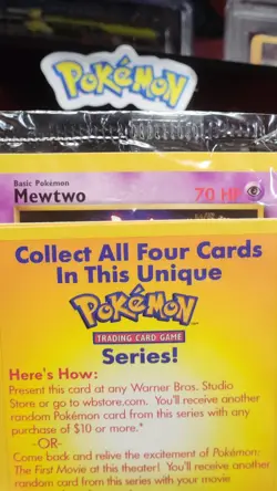 1x Sealed MEWTWO # 3 Black Star Promo WB Movie WOTC Pokemon Card (Yellow) - Image 2