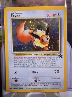 Pokemon Eevee TCG #11 Black Star Holo Promo Card 1999 WOTc - Image 1