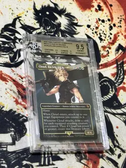 BGS 9.5QUAD++ Cloud, Ex-SOLDIER #210 Borderless SURGE FOIL MTGxFinal Fantasy FIC - Image 4