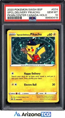 Pokemon 2020 Special Delivery Pikachu SWSH074 Holo SWSH Black Star Promos PSA 10 - Image 1
