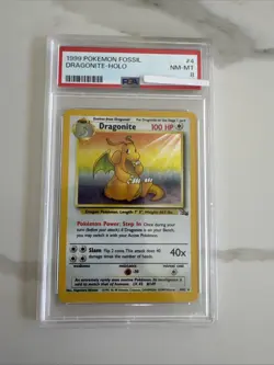 1999 Pokemon Fossil - Dragonite - Holo - PSA 8 ENGLISH - Image 1