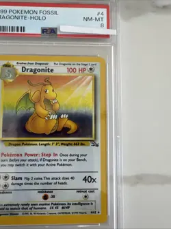 1999 Pokemon Fossil - Dragonite - Holo - PSA 8 ENGLISH - Image 3