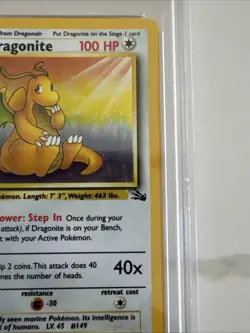 1999 Pokemon Fossil - Dragonite - Holo - PSA 8 ENGLISH - Image 4