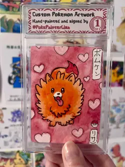 Pombon ORIGINAL Watercolor Painted Pokemon Card - Image 1