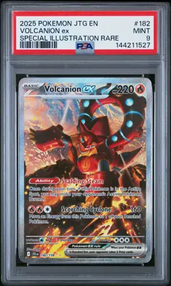 2025 POKEMON JTG EN-JOURNEY TOGETHER VOLCANION ex #182 PSA MINT 9 - Image 1