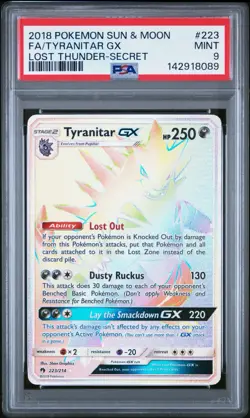 Pokemon Tyranitar GX (Secret) 223/214 Sm-Lost Thunder Holo PSA 9 - Image 1