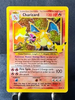 Pokemon Card Charizard 4/102 Holo Vintage 1995-1999 Base Set CELEBRATIONS - Image 1