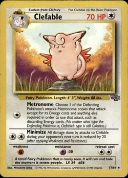 Clefable 17 Rare Jungle 17/64 Colorless Unlimited Pokemon Card - Image 1