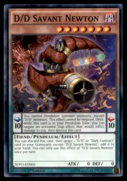 Yu Gi Oh! D/D Savant Newton SDPD EN002 SDPD 1st Edition 2 Card Lot Regular - Image 1