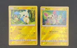 POKEMON PLUSLE 33/73 & MINUN 34/73 REVERSE HOLOS SHINING LEGENDS TOMOKAZU KOMIYA - Image 1