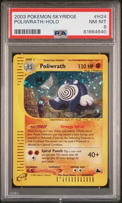 Poliwrath Holo 2003 Pokemon Skyridge H24/H32 E Series PSA 8 NM-MT WOTC Vintage - Image 1