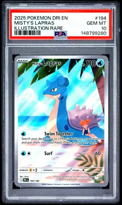 Misty's Lapras 194/182 Illustration Rare Dri En-destined Rivals Pokemon PSA 10 - Image 1
