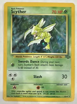 Pokemon TCG Scyther Jungle 10/64 Holo Rare 70 HP English 1999 WOTC Unlimited - Image 1