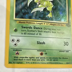 Pokemon TCG Scyther Jungle 10/64 Holo Rare 70 HP English 1999 WOTC Unlimited - Image 2
