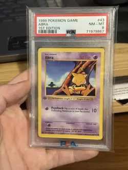 1st Edition Abra PSA 8 #43 Pokemon Base Set 1999 - Image 1