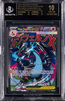 2025 Pokemon Mega Charizard X ex #023 Promo Black Star UPC BGS 10 Black Label - Image 1