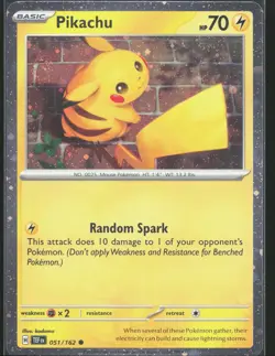 PARTIAL HOLOBLEED Pikachu 051/162 Temporal Forces 2024 Holo SWIRLS Pokemon - Image 1