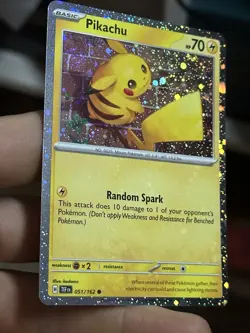 PARTIAL HOLOBLEED Pikachu 051/162 Temporal Forces 2024 Holo SWIRLS Pokemon - Image 3