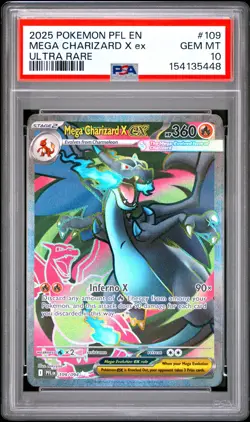 2025 POKEMON PFL EN-PHANTASMAL FLAMES ULTRA RARE #109 MEGA CHARIZARD X EX PSA 10 - Image 1