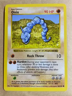 Onix 56/102 Shadowless Base Set WOTC Pokemon TCG LP - Image 1
