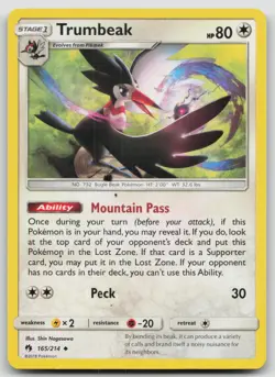 Trumbeak 165/214 Lost Thunder Pokemon NM Uncommon - Image 1