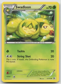 Swadloon 11/113 Legendary Treasures Pokemon LP Uncommon - Image 1