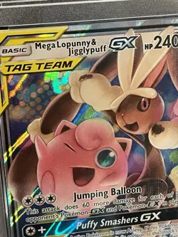 PSA 9 Mega Lopunny & Jigglypuff GX #165 Pokemon Sun & Moon Cosmic Mint - Image 2