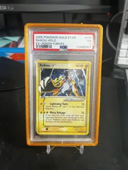 PSA 5 EX 2005 Pokemon GOLD STAR EX Unseen Forces SHINY Raikou Holo Foil 114/115 - Image 1