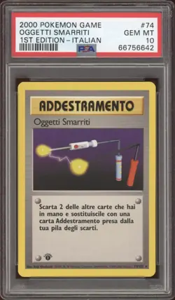 2000 Pokemon ITALIAN 1st Edition Base Set Oggetti Smarriti 74/102 PSA 10 POP 8 - Image 1
