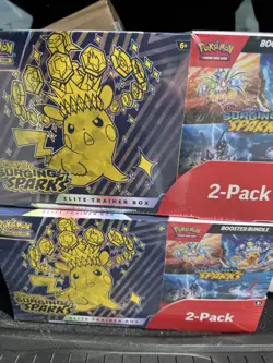 Pokemon TCG Surging Sparks ETB + Booster Bundle Costco Pack Sealed Lot of 2 - Image 1