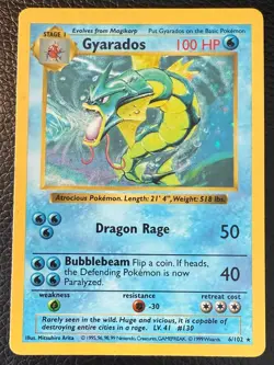 1999 POKEMON TCG GYARADOS HOLO BASE SET SHADOWLESS UNLIMITED RARE 6/102 LP/NM - Image 1