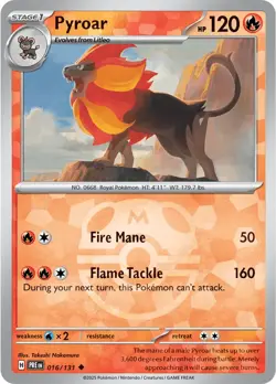 Pyroar 16/131 Reverse Uncommon Prismatic Evolutions Pokemon Cards - Image 1