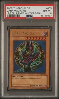 PSA 8 Dark Magician LOB-005 Ultra Rare OG Original Print 2002 Unlimited Yugioh - Image 1