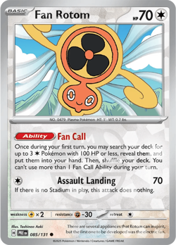 Fan Rotom 85/131 Reverse Common Prismatic Evolutions Pokemon Cards - Image 1