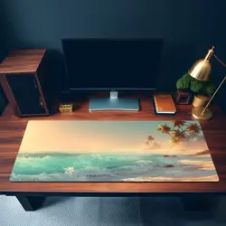 Tropical Beach Summer Coastline Palm Trees Ocean Waves Fantasy - MTG Playmat - Image 3