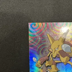Topps Pokemon Card TV Series 1 Rainbow Foil BlueLogo 1st Edition #65 Alakazam LP - Image 4