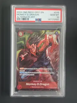Bandai One Piece OP07-015 Monkey D. Dragon SR Foil Alt Art PSA 10 - Image 1