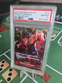 Bandai One Piece OP07-015 Monkey D. Dragon SR Foil Alt Art PSA 10 - Image 3