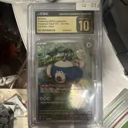 CGC 10 Pristine Snorlax 181/165 AR Art Rare 151 sv2a Pokemon Card - Image 2