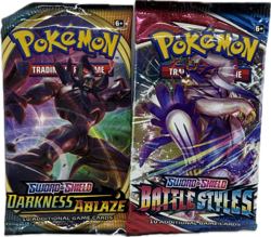 POKEMON SWORD & SHIELD DARKNESS ABLAZE & BATTLE STYLES 10 PACK OF CARDS NEW - Image 1