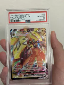 2021 Pokemon Battle Styles Tapu Koko VMAX #051/163 trading card,GEM MT 10 - Image 1