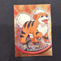 Topps Pokemon Card TV Series 1 Chrome Foil BlueLogo 1st Edition #58 Growlithe NM - Image 1