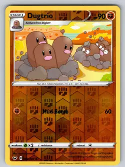 Dugtrio 093/202 Reverse Holo Uncommon Sword & Shield Pokemon NM - LP - Image 1